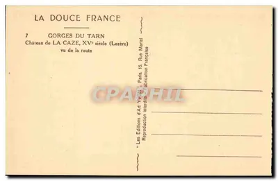 Zamek LA CAZE — Góry Tarn — wiek XV (Lozère) — Les Éditions d'Art Yvonn — Rewers