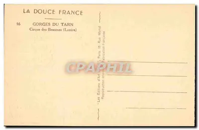 Góry Tarn — Cirque des Beaumes (Lozère) — Wydawnictwo Sztuki 'Nouveau', Paryż — Rewers