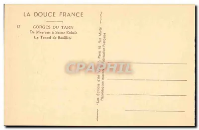 Gorges do Tarn — De Meyrueis a Sainte-Énimie — O Túnel de Bouillière — Éditions d'Art Welli, Paris — Verso