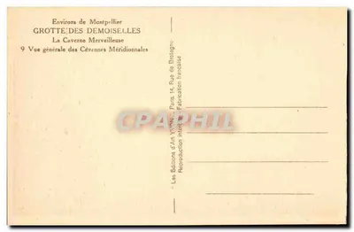 Okręgi Montpellier — Grotta delle Signorine — Ogólny widok Cevennów Południowych — Les Éditions d'Art Yvon, Paryż — Rewers
