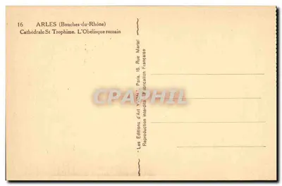 Arles — Katedra św. Trofimego i rzymski obelisk — Éditions d'Art Yvon, Paris — Rewers