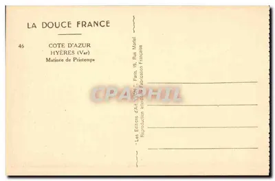 Hyères (Var) — Manhã de Primavera — Les Éditions d'Art VON, Paris — Verso