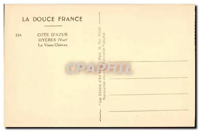 El Viejo Castillo — Hyères (Var) — Les Éditions d'Art Wydét, París — Reverso