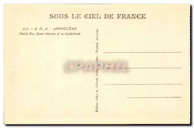 Angoulême — Oude Straat Saint-Martin en de kathedraal — Editeurs d'Art A. Gilbert — Achterkant