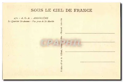 Angoulême — Dzielnica St-Ausone — Widok z St-Martin — Wydawnictwo A. Gilbert — Rewers
