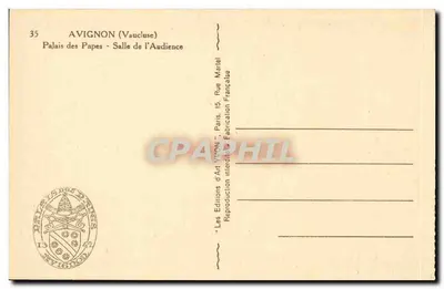 Avignon (Vaucluse) — Pałac Papieski - Sala Słuchania — Wydawnictwo Sztuki "VIGNON", Paryż — Rewers