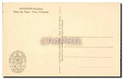 Avignon (Vaucluse) — Pałac Papieski — Dziedziniec Honorowy — Les Éditions d'Art 'VWON' Paryż — Rewers