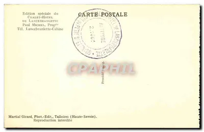 Trasa Petit-Saint-Bernard — Masiv Mont Pourri widziany z zakrętu Zytius — Wydanie specjalne Chalet-Hotelu Lancebranlette — Rewers