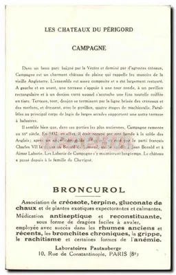 Os Castelos do Périgord — Campagne — Coleção da Solução Pauauberge, 10ª Série — Verso