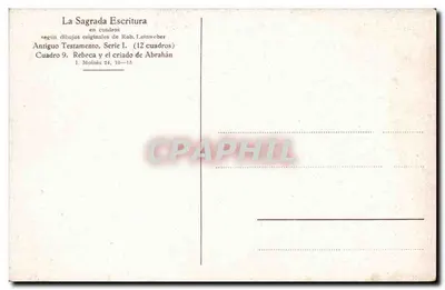 Rebecca et le criado d'Abraham — Série I, Cuadro 9 — Rob. Leinweber — Verso