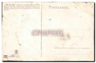 पुराना ज़ॉल — राइन पर दृश्य — प्रकाशक A. Studia, संख्या 109 — पीछे