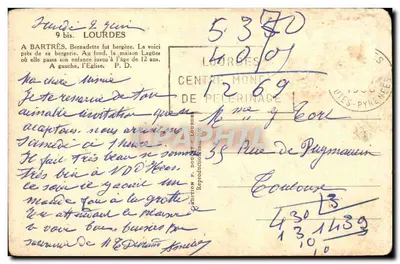 Santa Bernadette Soubirous — pastora en Lourdes — edición P. Doury — Reverso