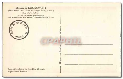 Statua Świętej Jadwigi z Anglii — Ossuaire Douaumont — Héliogravure — Rewers