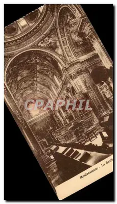 Montecassino - A Basílica — visão interior da cúpula e das frescas — editor STO n° 62482