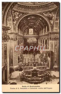 Badia di Montecassino — Tumba de S. Benedetto e Catedral vista do órgão — STP 16953