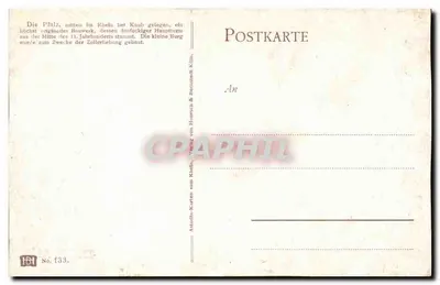 Castelo de Pfalz — sobre a ilha do rio Reno em Kaub — editor DIE PFALZ, n° 133 — Verso