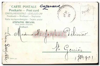 Colheita de trigo — trabalhadores em um campo — editor Cezanne, série 732 — Verso