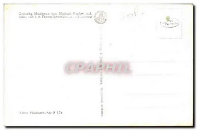 Madonna gotycka — statua Najświętszej Maryi Panny z Dzieciątkiem — fotografia Michaela Pacher, wydawca S 476 — Rewers