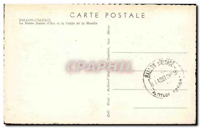 Ballon-d'Alsace — Statua Jeanne d'Arc i Dolina Moszli — Wyd. Combier, Mâcon — Rewers