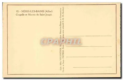 Néris-les-Bains — Kaplica i Wznoszenie św. Józefa — Wydawca: Pani Valentine, Paryż — Rewers