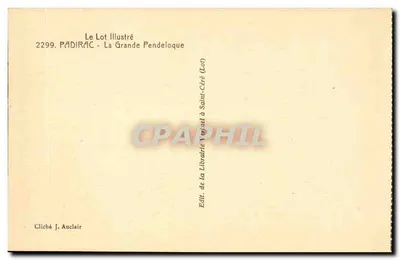 Wielka Pendeloque — Jaskinia z wodopadem i nabrzeżem — Cliché J. Auclair, wydawca La Librairie Veritil w Saint-Céré — Rewers