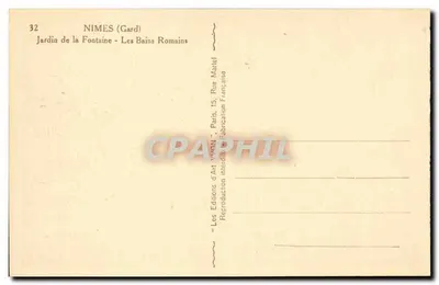 Nîmes (Gard) — Ogród źródła - Wanny Rzymskie — Wydawnictwo Sztuki Martel — Rewers