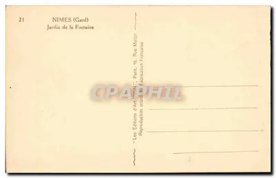 Nîmes (Gard) — Jardim da Fontaine — Edições de Arte 'JWON' — Verso
