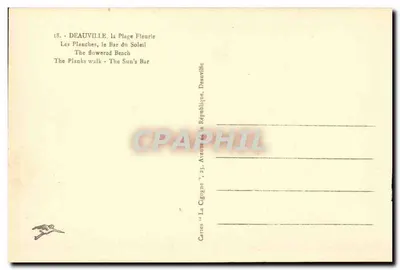 Deauville - La Plage Fleurie — Les Planches, il Bar del Soleil — editore 'La Cigogne', n°18 — Verso