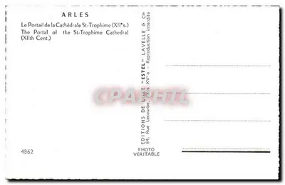 Portal da Catedral de São Trofimé — Arles — Edições « Estel » — Verso