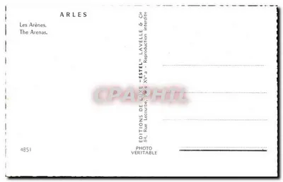 Arles — Les Arènes — Editor Estel, n° 4851 — Verso