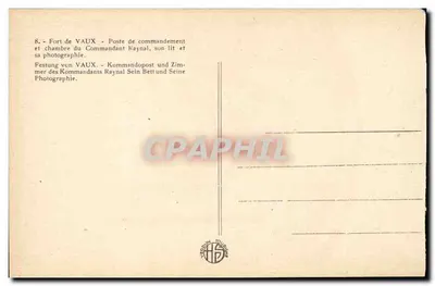 Fort de Vaux — Poste de commandement i pokój dowódcy Kaynal — jego łóżko i jego fotografia — Rewers