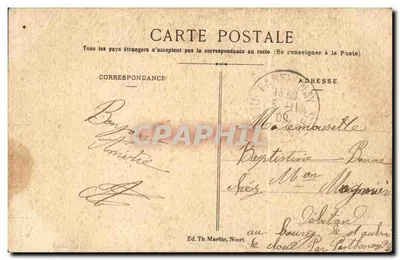 Capoluogo di un cantone — scena di paese con vacca — editore Ed. Th. Martin, Niort, n°9 — Verso