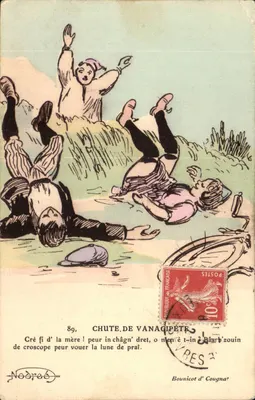 Queda de Vanagipète — cena cômica com três personagens e bicicleta — editor Noéres, n°89