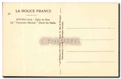 Bourg (Ain) — Igreja de Brou — Detalhe das Cadeiras — Les Éditions d'Art YVCN, Paris — Verso