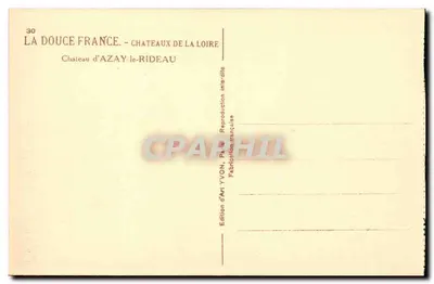 Kasteel d'Azay-le-Rideau — De Zachte Frankrijk. Kastelen van de Loir — Uitgave van Kunst YVON, Parijs — Achterkant