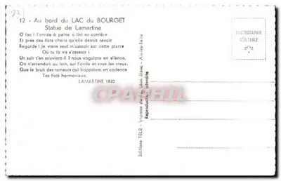 Estátua de Lamartine — Lago do Bourget — Éditions TÉLÉ — Verso