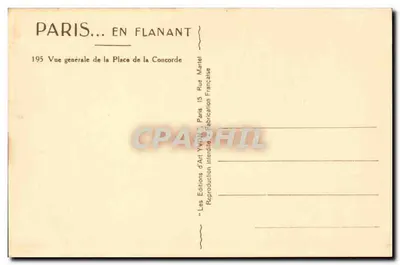Place de la Concorde — ogólny widok — Les Éditions d'Art Yvon, Paryż — Rewers