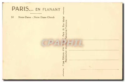 Notre-Dame w Paryżu — widok fasady — Les Éditions d'Art 'Ygn' Paryż — Rewers