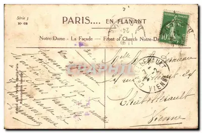 Notre-Dame w Paryżu — Façada — Yvion, seria 3 nr 68 — Rewers