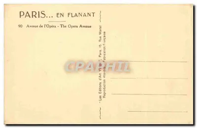 Avenida do Ópera — Paris — Les Éditions d'Art Viard — Verso