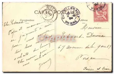 Vrouw met pluimhoed — Gelukkig verjaardag — Uitgever A. Buisson, Nîmes — Achterkant