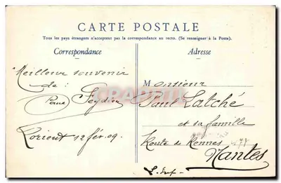 Lorient. Traje de Pont-Aven. — Coleção das Novas Galerias — editor desconhecido — Verso