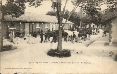 Camp de Châlons - Quartier du 6e Escadron du Train - Le Pansage — Librairie Militaire Guérin, Mourmelen