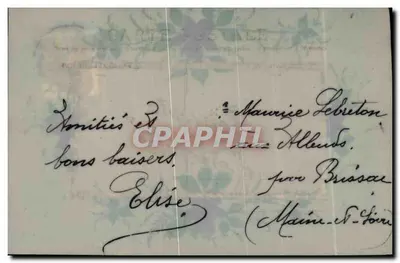 Lembrança de Amizade — carta postal decorada com violetas — editor desconhecido — Verso