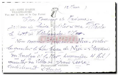 Widok na zatokę i Kap Ferrat — Villefranche — Wydawca H. Heurais — Rewers