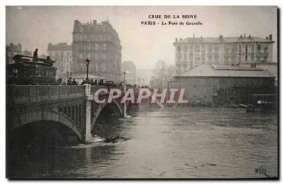 Flood of the Seine — Paris — The Pont de Grenelle — Publisher E.P.D.