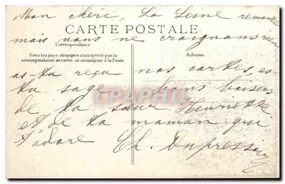 Flood of the Seine — Paris, morning of January 23 — publisher not visible — Back