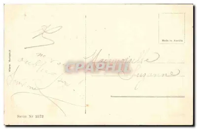 Addio — scena di strada con cavaliere e donna — E. Offner, serie 2573 — Verso