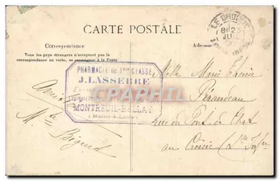 Joven Bretón — Colección Villain, Quimper — n° 1208 — Reverso