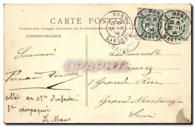 Le Mans — Kaszern Chanzy — nr 127 — Rewers
